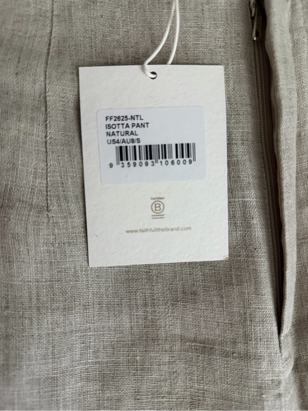 Faithfull the Brand Wide-Leg Linen Pants in Light Taupe - Picture 4 of 6